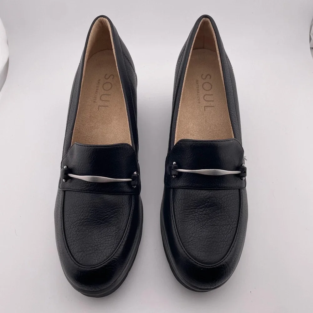 Soul Naturalizer Achieve Black‎ Wedge Loafers Metallic Detail Shoes Womens 9M